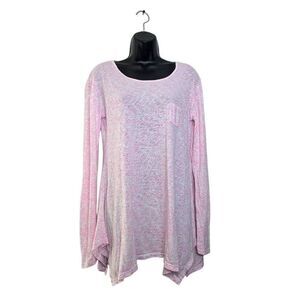 Fresh Produce Top Size Large Pink White Slub Tee Shirt